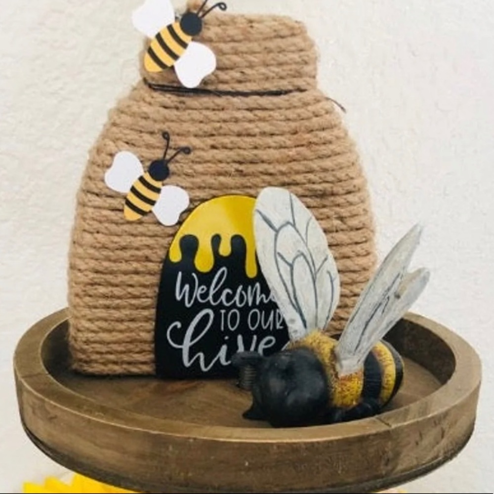 Rustic Honey Bee Figurine for Tier Tray farmhouse